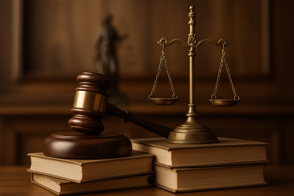 A judge’s wooden gavel resting on a legal book, symbolizing justice, discretion, and compassion in POCSO sentencing decisions.